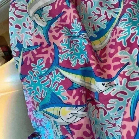 Vineyard Vines Marlin & Coral Chappy Trunks Boardshorts 7" Mens L - Picture 6 of 6